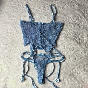PrettyLittleThing Blue Bustier Lingerie Set